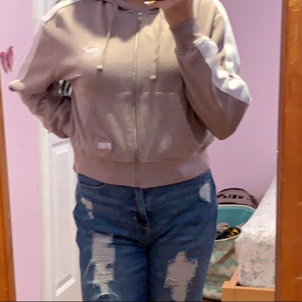 PINK crop zip up hoodie